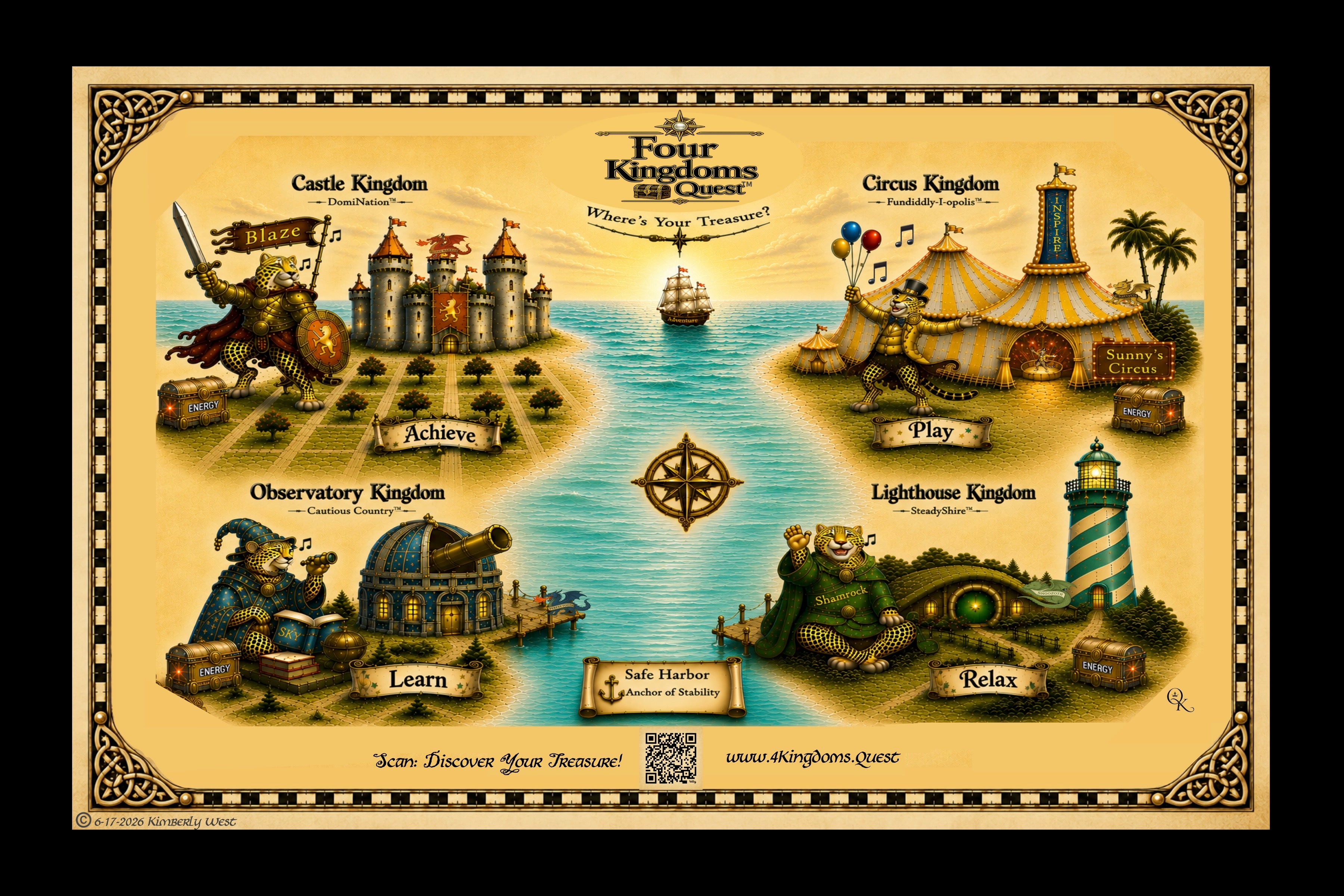 Four Kingdoms Quest Map Poster Print